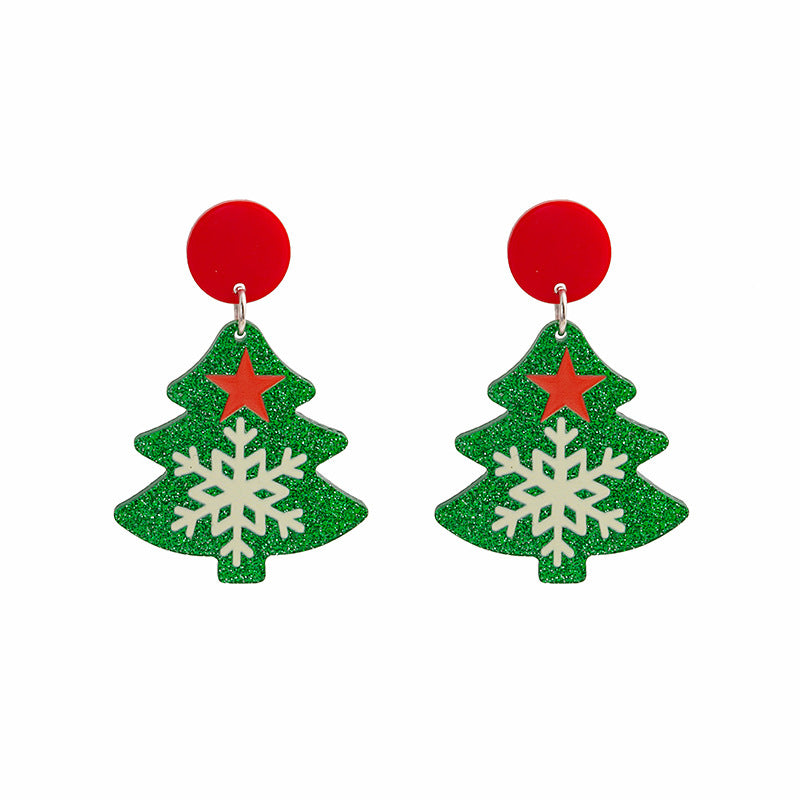 Wholesale Cartoon Christmas Santa Claus Tree Snowman Acrylic Earrings ACC-ES-MDD050