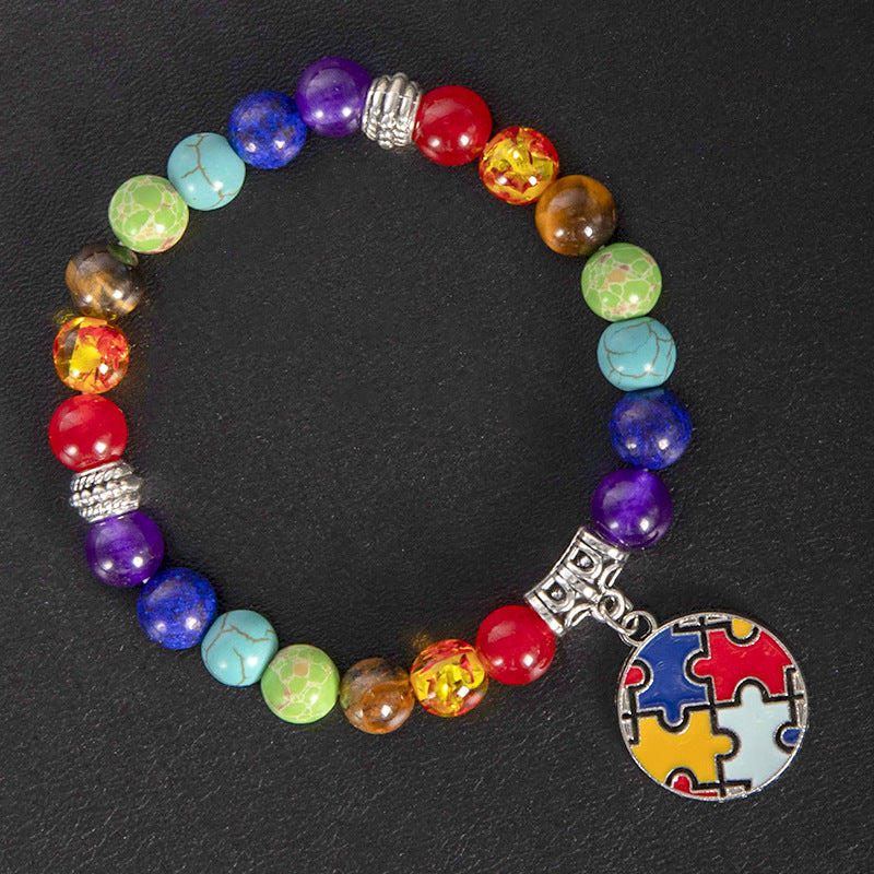Wholesale Natural Agate Yoga Bracelet with Ribbon Pendant,  Unisex Everyday Jewelry