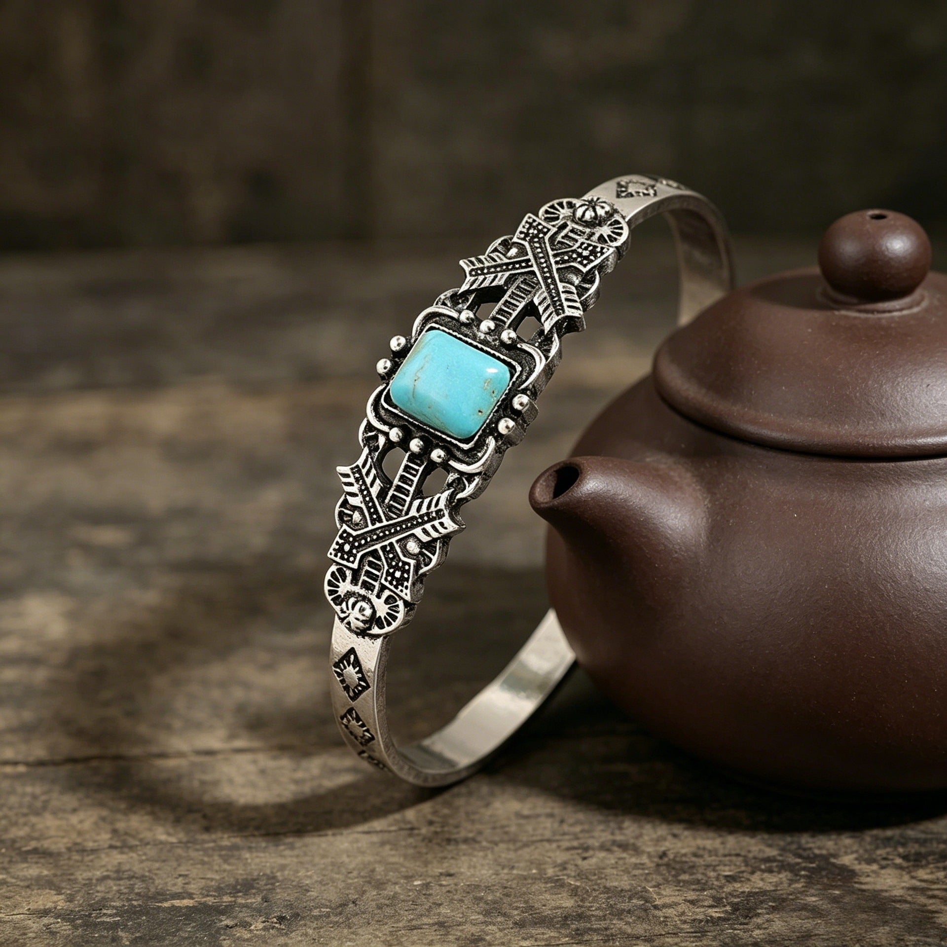 Wholesale Vintage Bohemian Turquoise Square Bracelet Chic Arrow Feather Jewelry Accessory For Party