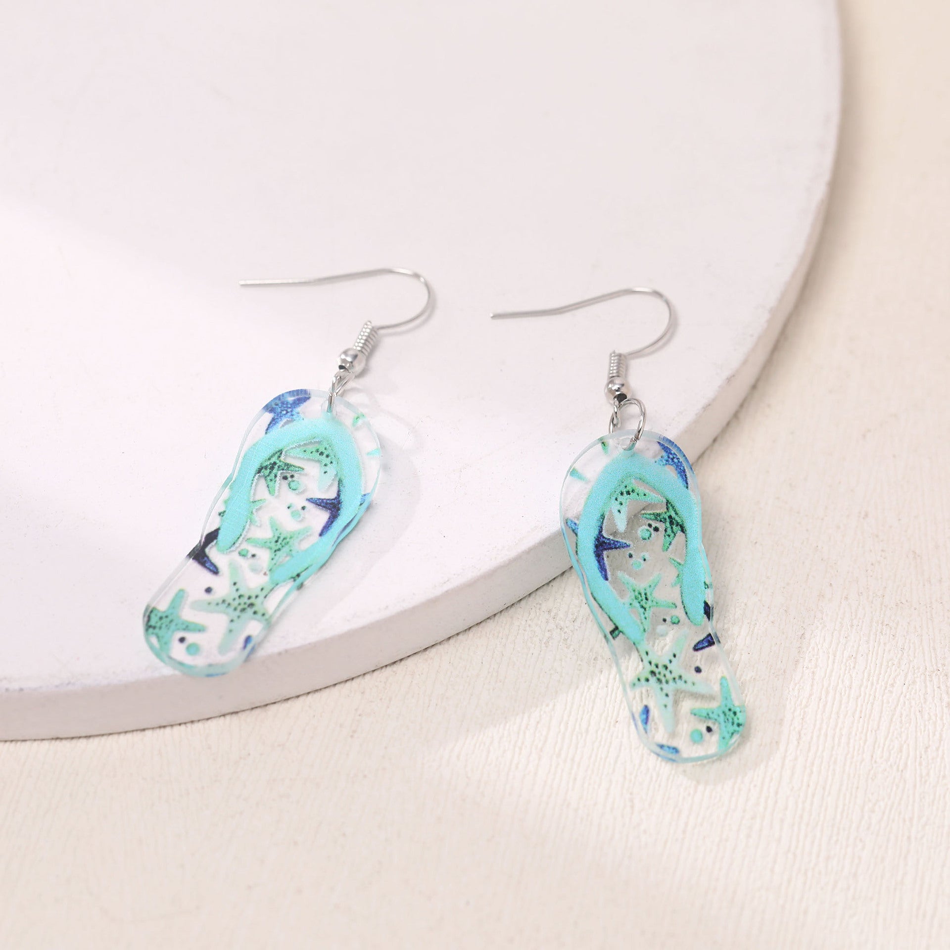 Wholesale Acrylic blue slippers earrings