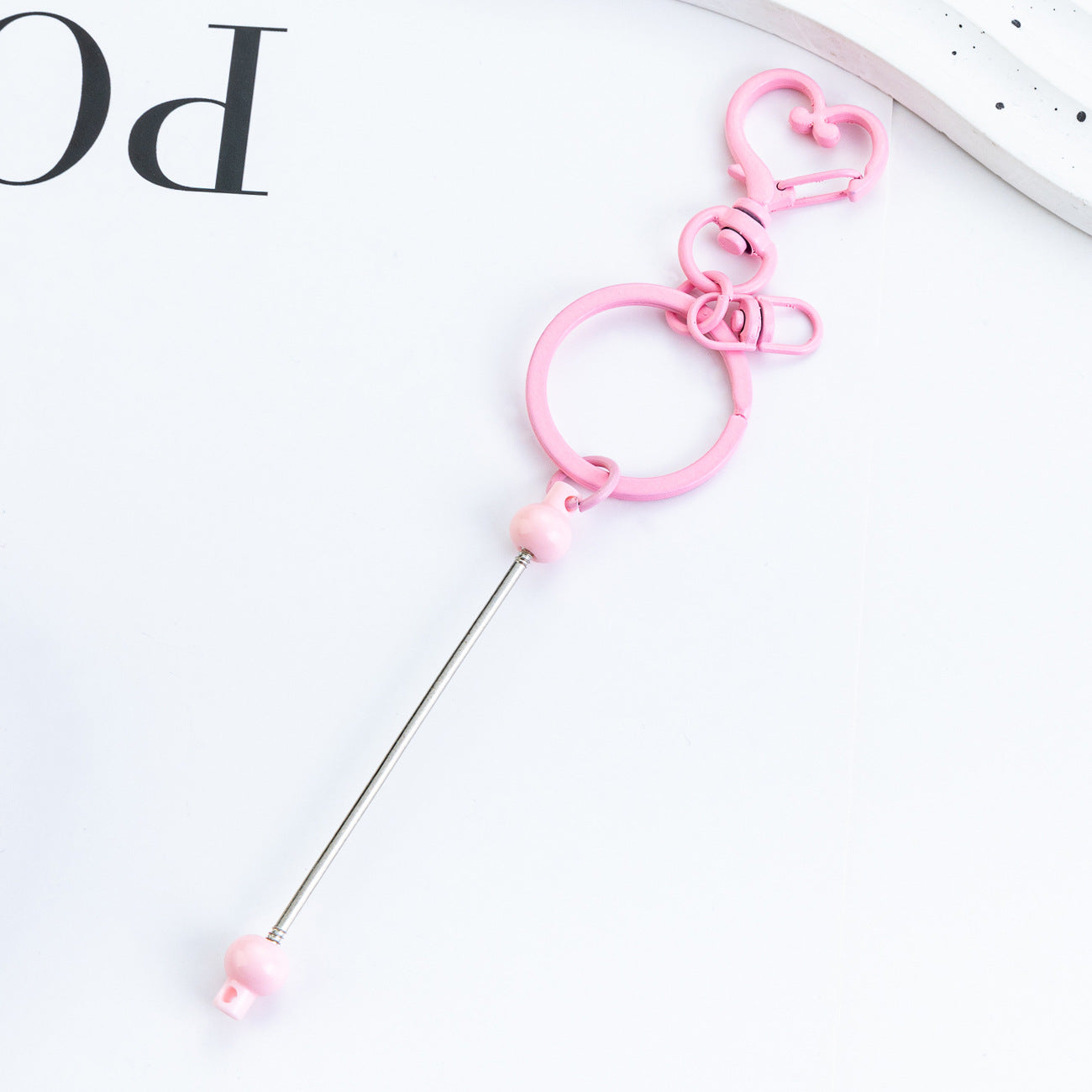 Wholesale DIY Beaded Heart Keychain Pendant Beadable Keychains