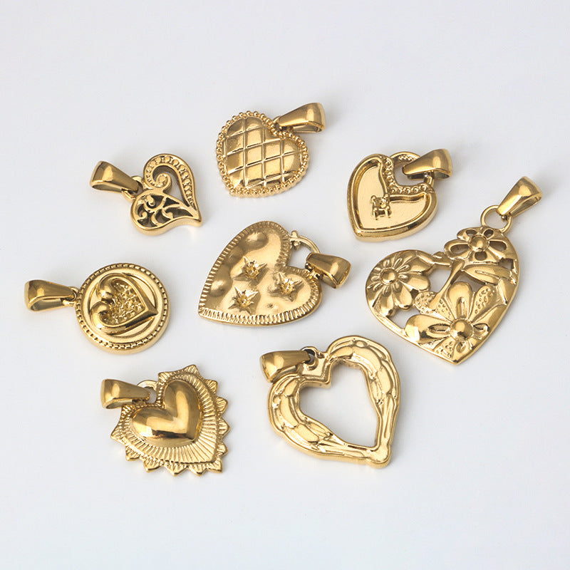 Wholesale Stainless Steel Personality Gold Various Love Heart Pendant