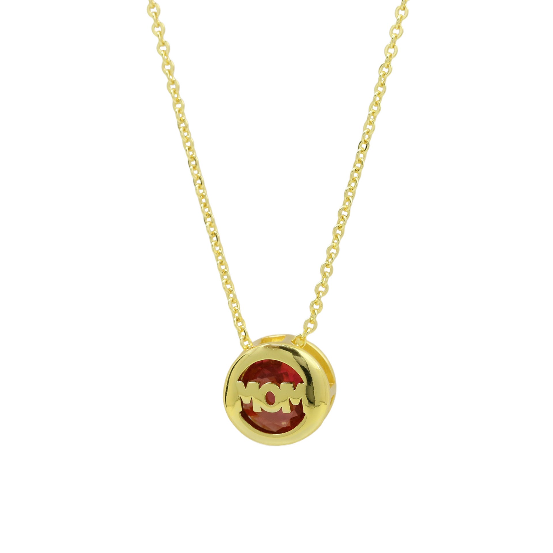 Wholesale Gold-Plated Brass " MOM"  Pendant with December Birthstone — Mother' s Day Gift