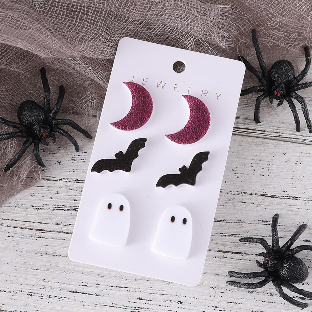 Wholesale  Bat Ghost Moon Acrylic Earrings Set