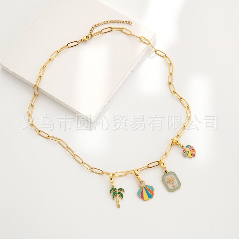 Wholesale stainless steel 18k gold plated clavicle chain