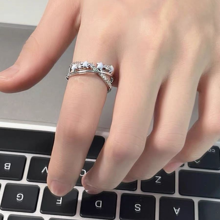 Wholesale Blue drop glaze star ring