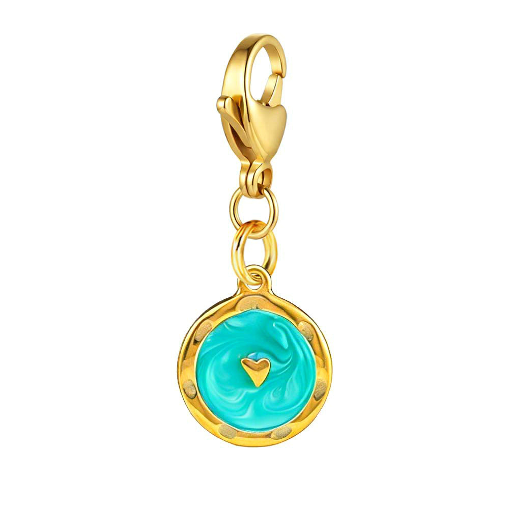 Wholesale Stainless Steel Electroplated Round Small Pendant with Lobster Clasp for DIY Jewelry Making