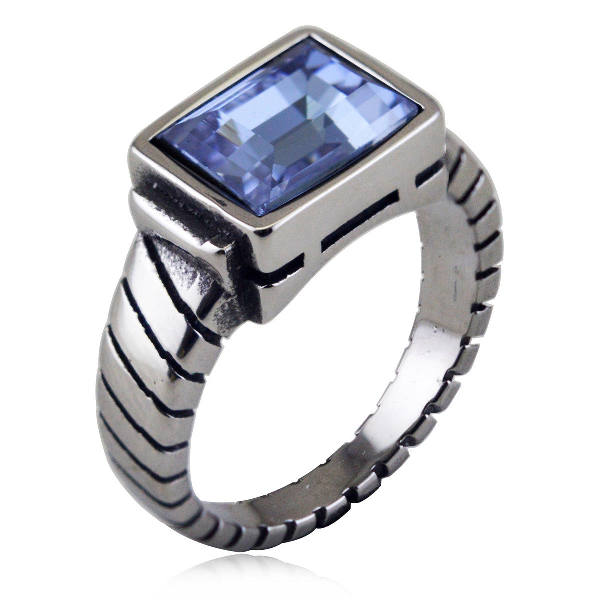 Wholesale Titanium Steel Geometric Ring Dark Blue Punk Design Unisex Everyday Wear Jewelry Accessory Boutique Resale