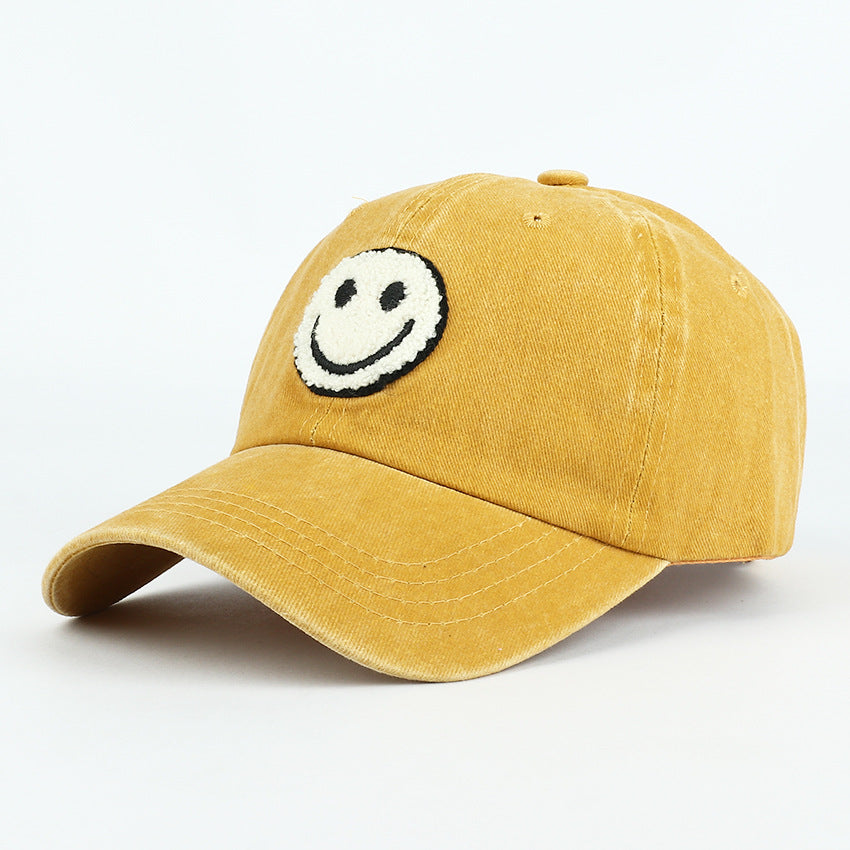Wholesale Baseball Cap Plush Embroidered Patch Smiley Cotton Vintage Hat ACC-HT-RongZhao010