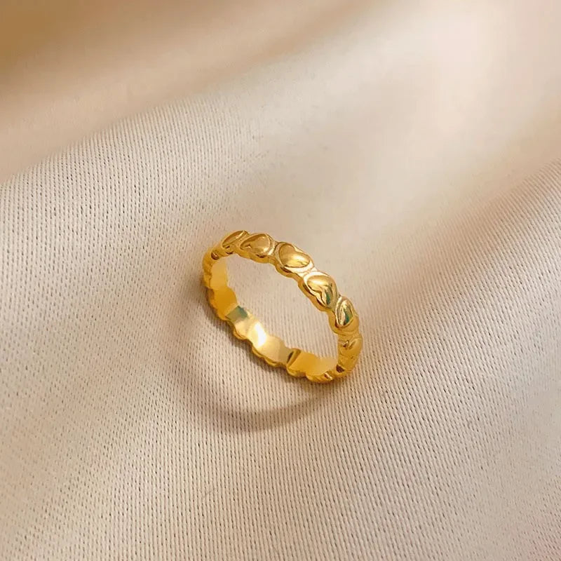 Wholesale  Titanium Steel Ring Light Luxury Peach Heart Finger Ring