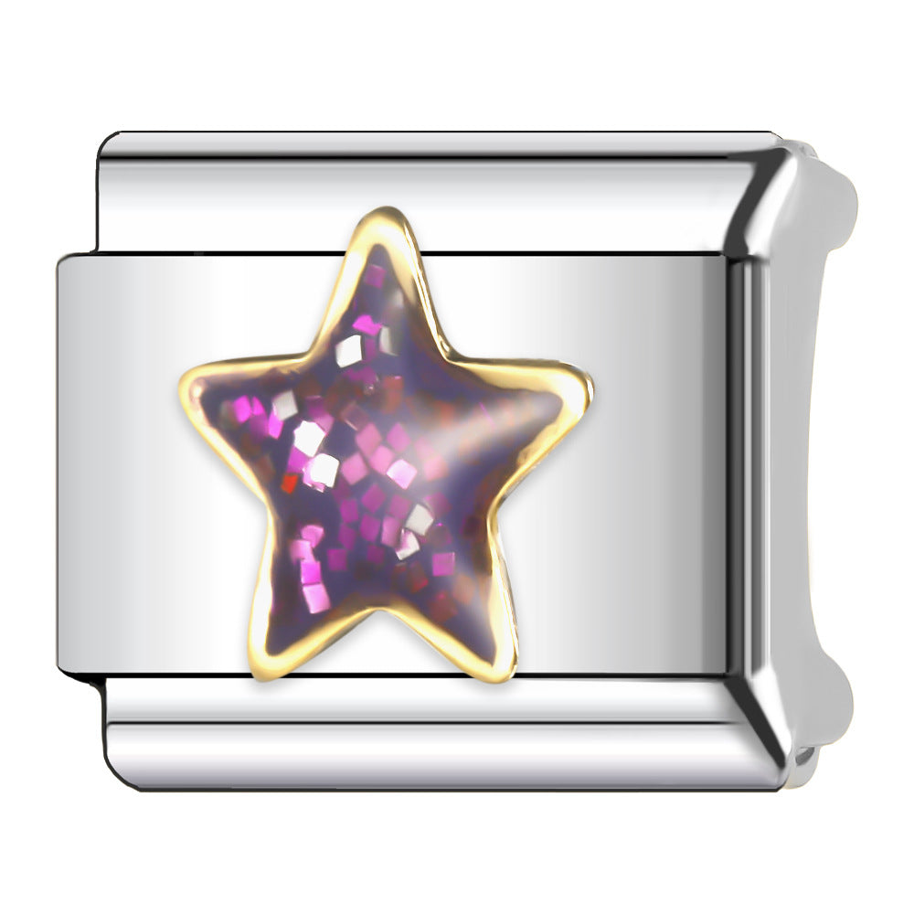 Wholesale Italian Charm Bracelet 9mm DIY Splicing Sun and Star Series Stainless Steel Composable Bracelet