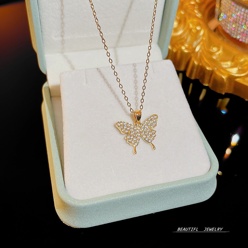 Wholesale Micropaved Zirconia Clavicle Chain Titanium Steel Necklaces Choker Necklace ACC-NE-Xiyue005