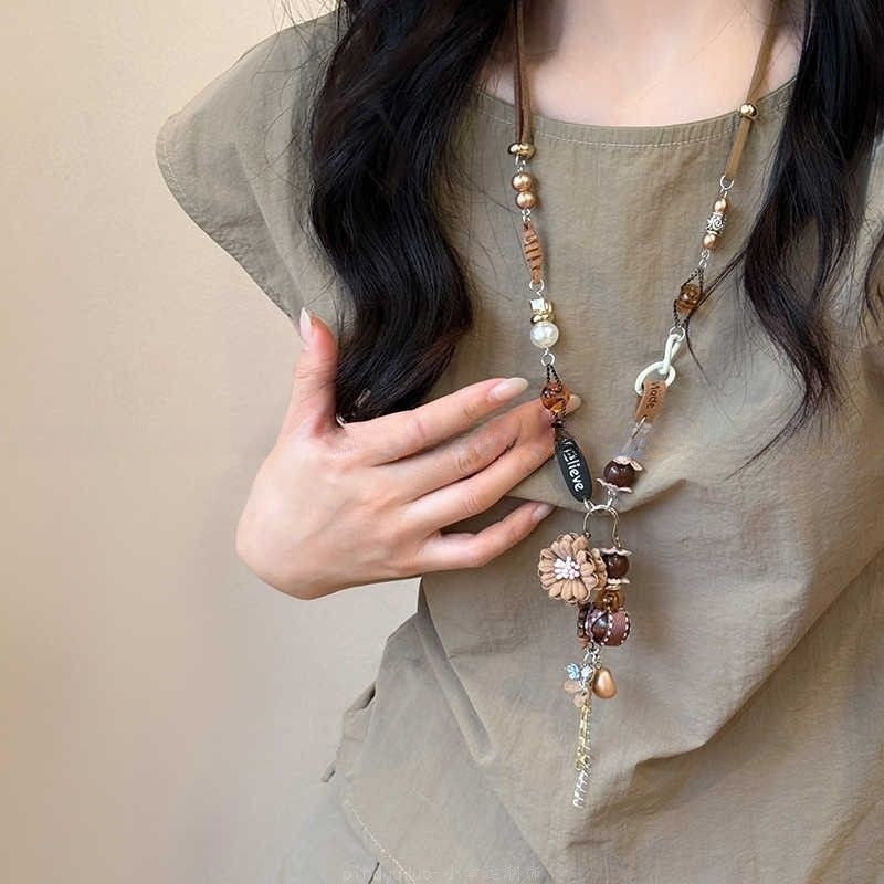 Wholesale Bohemian Flower Pearl Necklace