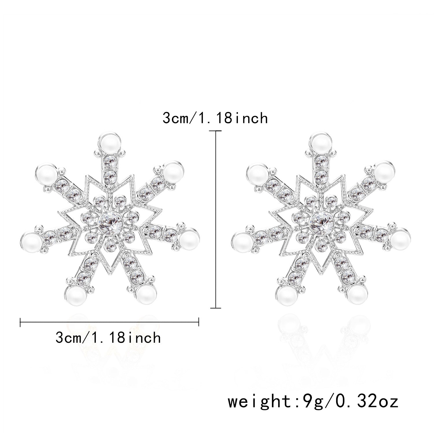 Wholesale  Christmas Earrings  Diamond Pearl Winter Christmas Snowflake Earrings