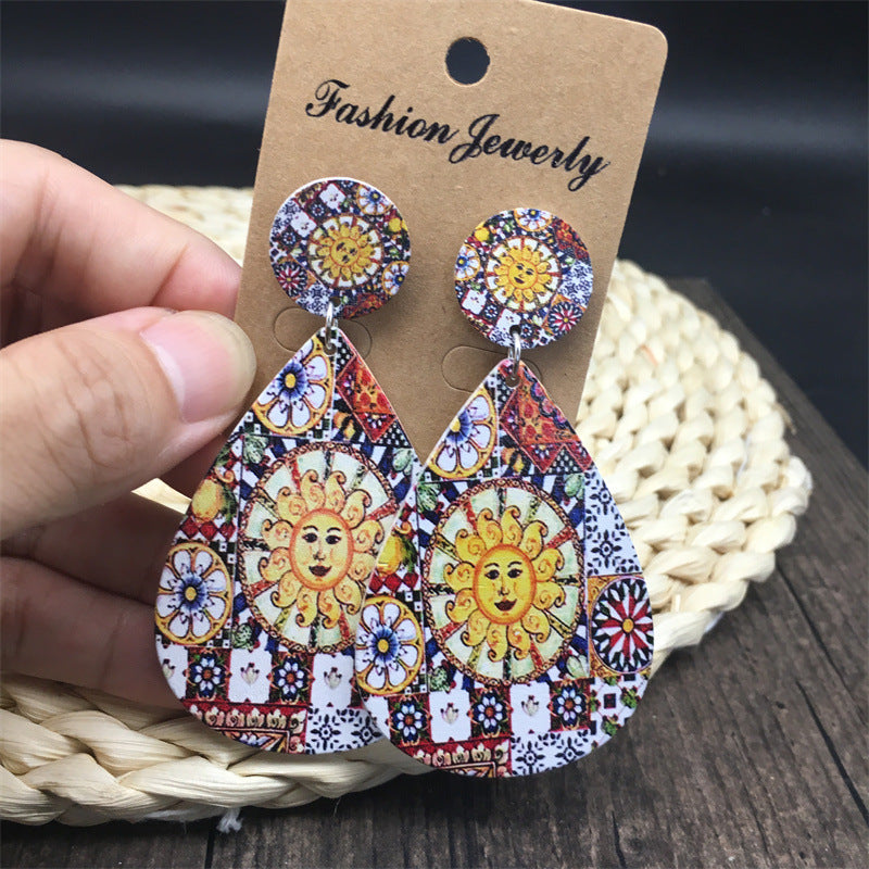 Wholesale Bohemian Wooden Drop Earrings ACC-ES-FX018