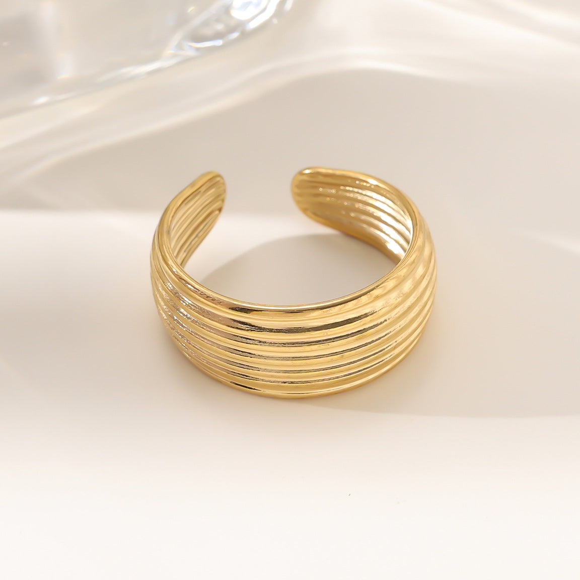 Wholesale Stainless steel gold-plated adjustable ring
