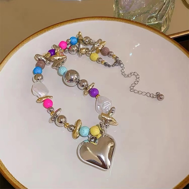 Wholesale Heart-shaped clavicle chain baroque pearl necklace