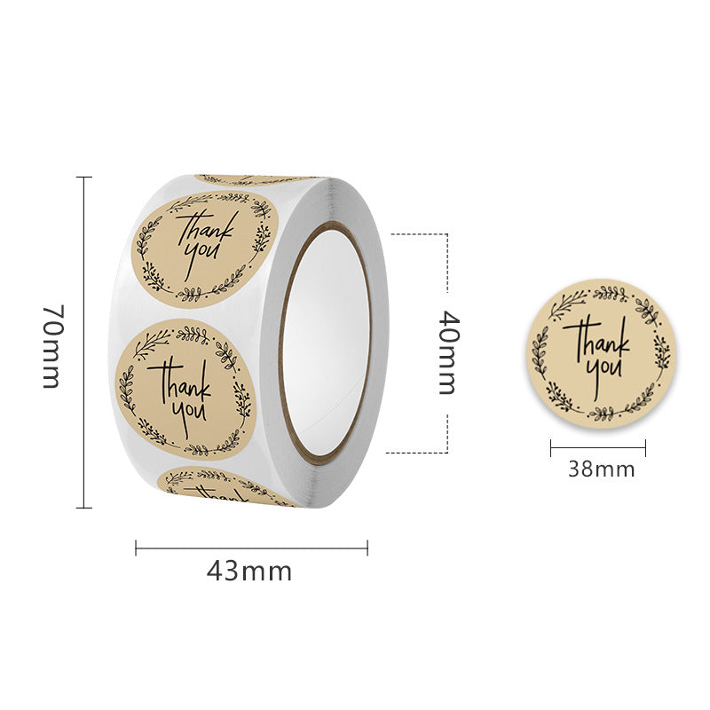 Wholesale 500pcs Gift envelope stickers kraft paper self-adhesive gold-stamped round roll stickers