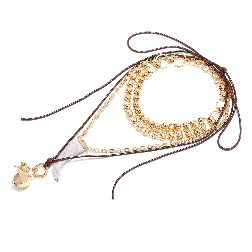 Wholesale  Multi-Layered Animal Horn Geometric Pendant Necklace