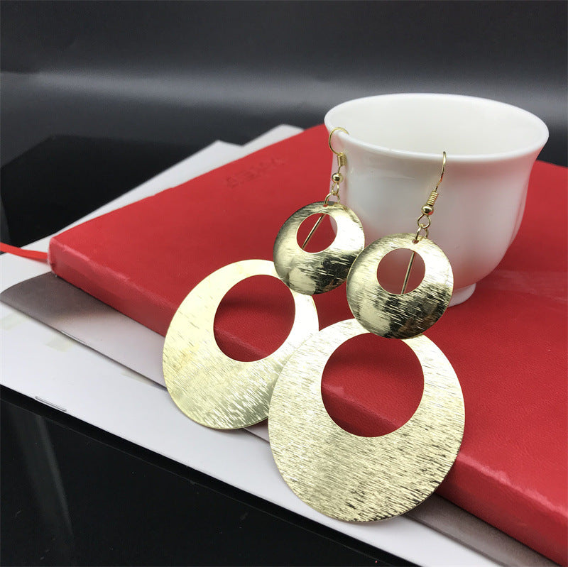 Wholesale Double Hoop Metal Long Earrings ACC-ES-FX054