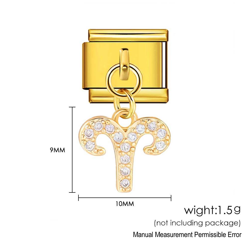 Wholesale 12 Zodiac Signs Rhinestone Pendant Bracelet Stainless Steel Fashion Jewelry Accessory Gift For Boutique Resale