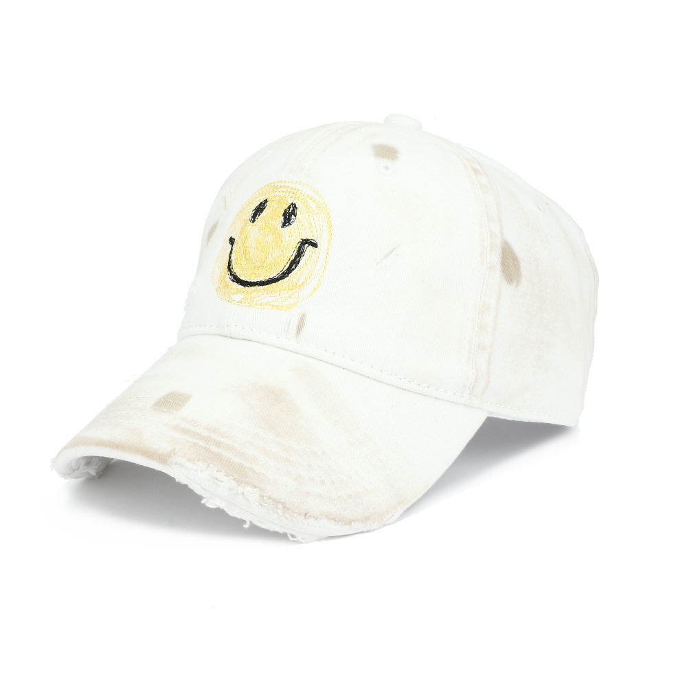 Wholesale Cute Smiling Face Ripped Cotton Baseball Cap ACC-HT-RongZhao032