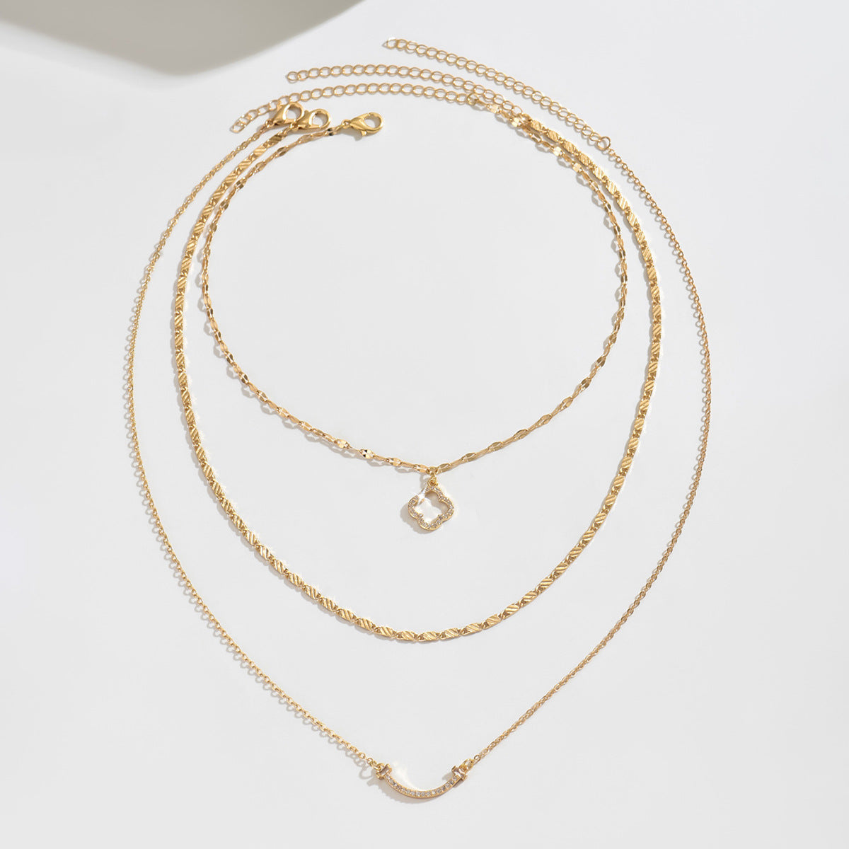 Wholesale  Light Luxury Four-leaf Clover Three-layer Stacked Necklace