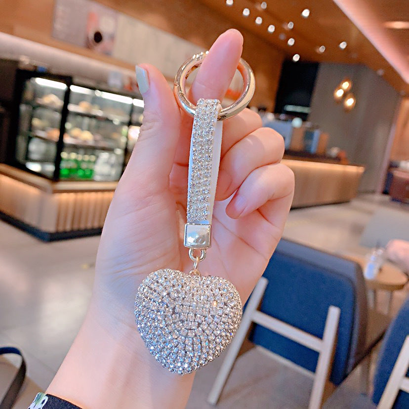 Wholesale Colorful Rhinestone Heart Shape Keychain Rhinestone Keychain Lanyard Keychain ACC-KC-ShuoT012