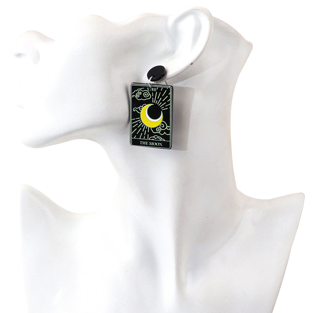 Wholesale Trendy Punk Skull Tarot Acrylic Earrings  Fashion Accessory