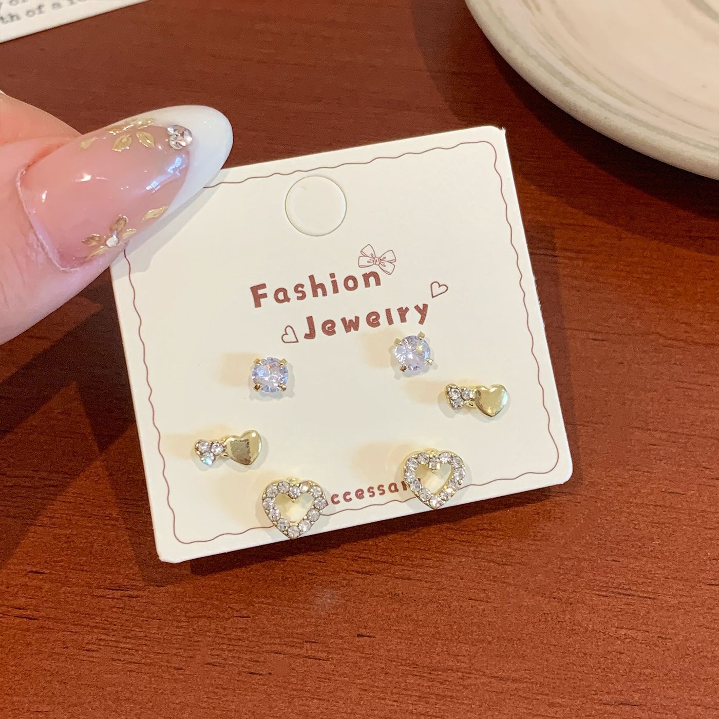 Wholesale Super flash zircon exquisite five-pointed star heart earring set silver needle Earrings