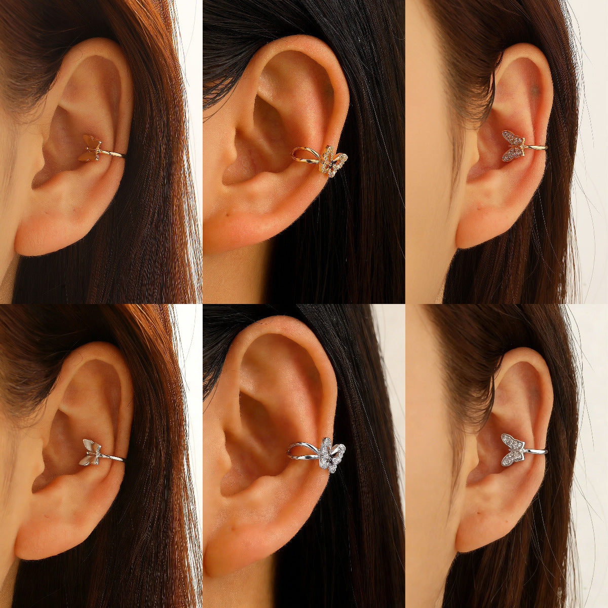 Wholesale Trendy Butterfly Ear Cuff For Women Copper Zirconia Ear Clip No Piercing Earring Boutique Jewelry Accessory