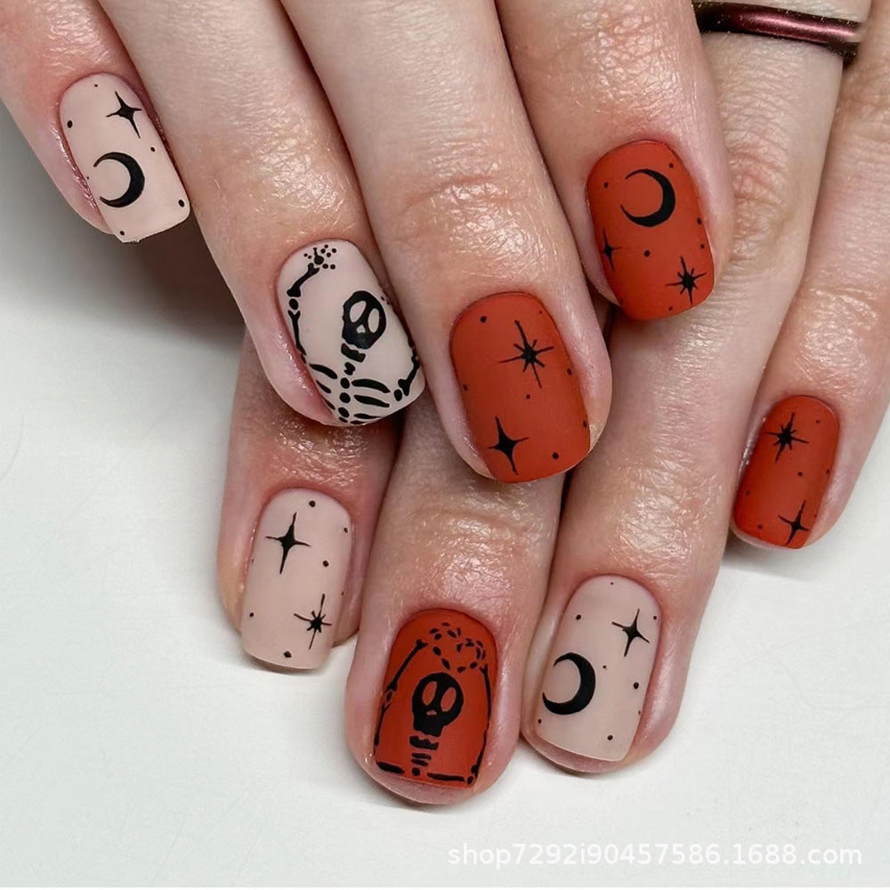 Wholesale Halloween 24 Pieces/box Press-on Nails Kits Nail Stickers ACC-NS-XingNai016