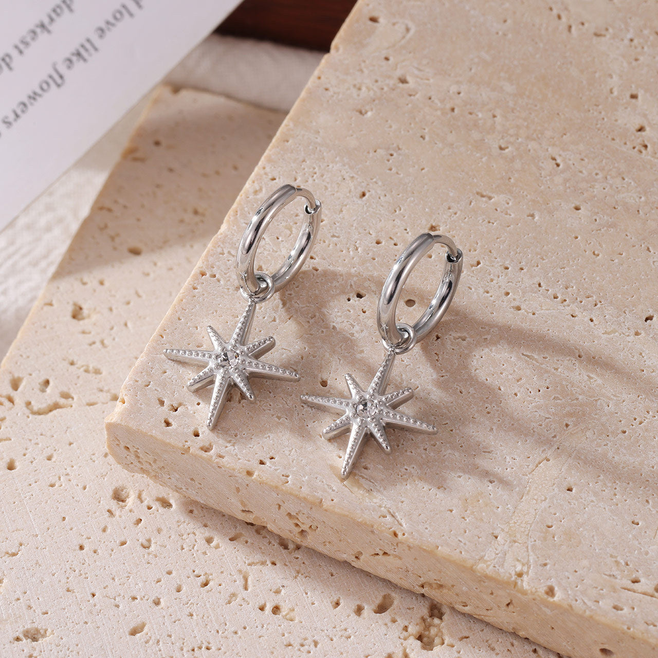 Wholesale Eight-Pointed Star Geometric Titanium Steel Earrings