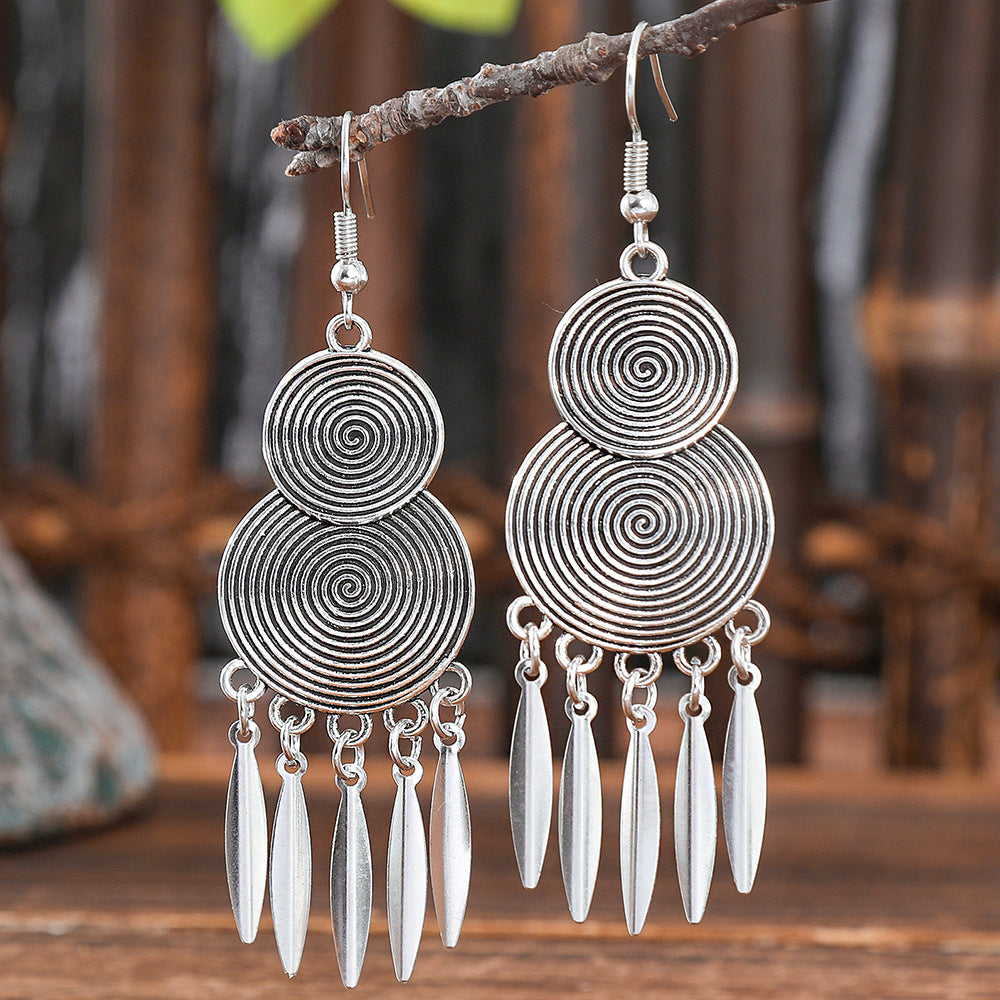 Wholesale Alloy Bohemian Tassel Earrings Ethnic Geometric Design for Women Boutique Resale