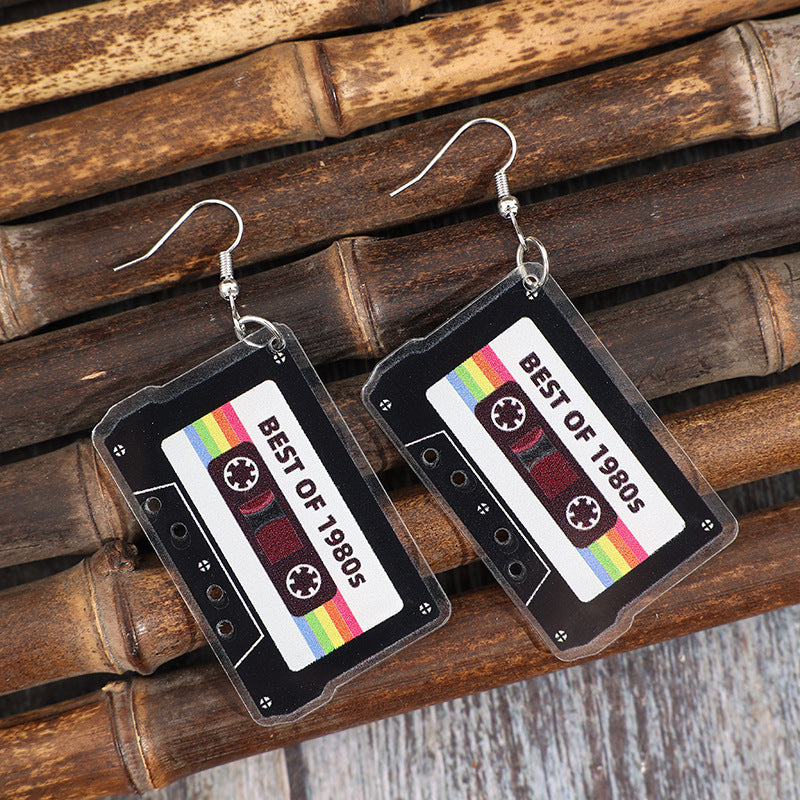 Wholesale Retro Acrylic Printed Letter Earrings - Fashion Accessory for Party and Everyday Wear
