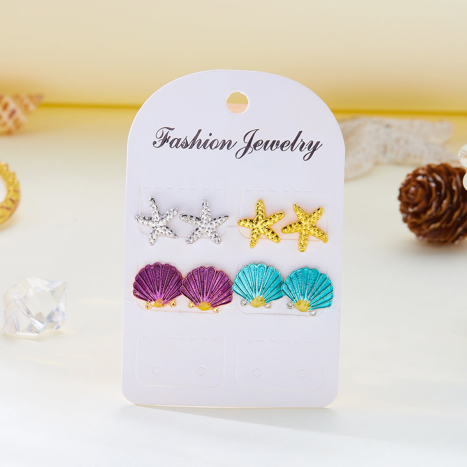 Wholesale Oil Drop Starfish Shell Earring Set