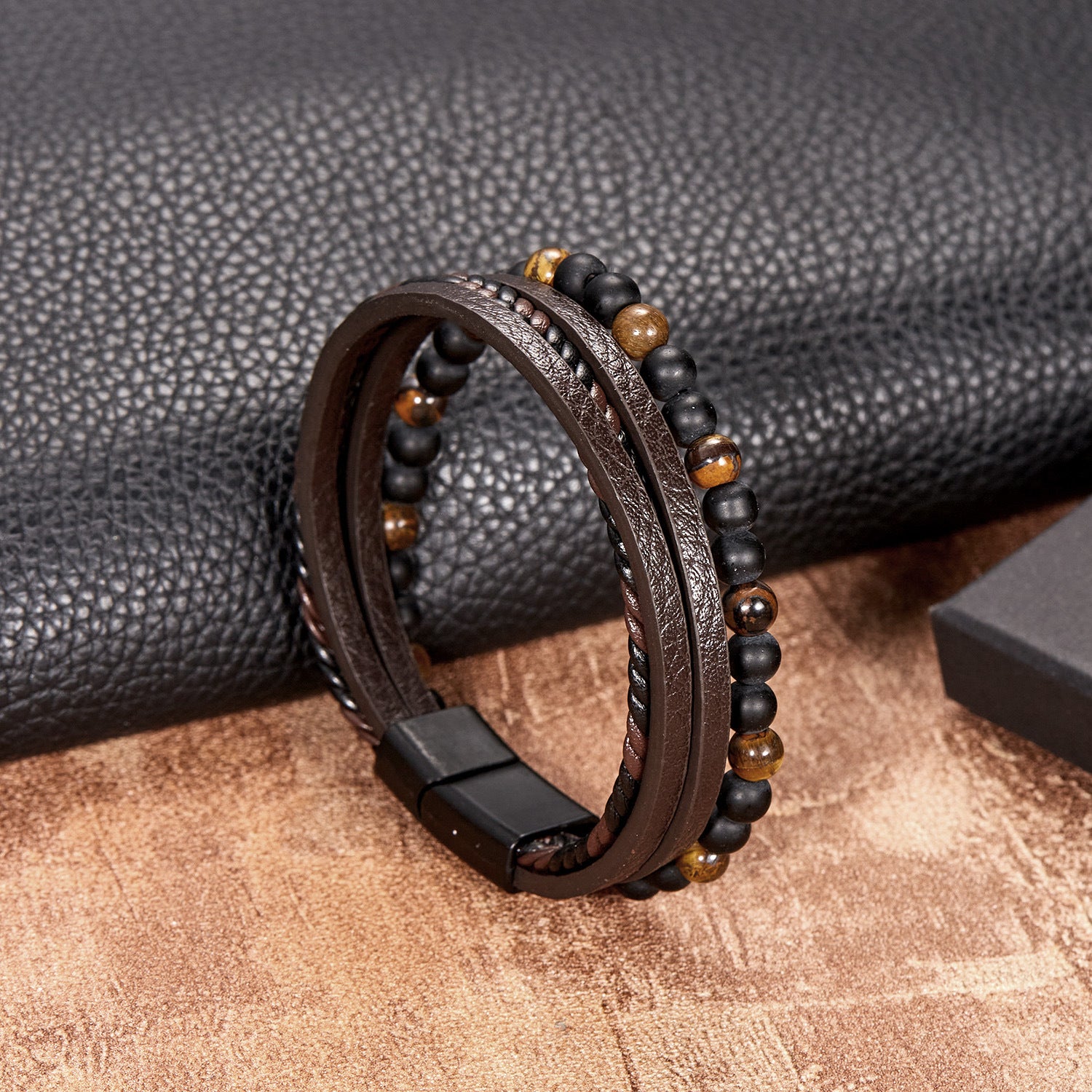 Wholesale men's leather woven bracelet