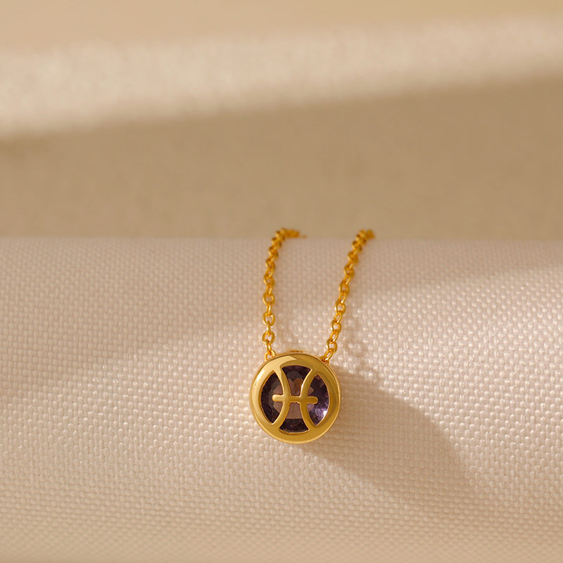 Wholesale Stainless steel Double-sided Hollow Twelve Constellations Necklace