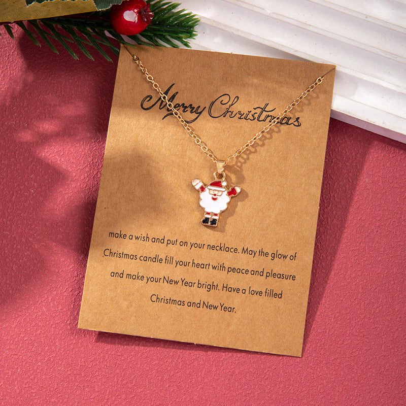Wholesale Christmas Colored Oil Drop Pendant Christmas Tree Necklaces ACC-NE-Zhey002