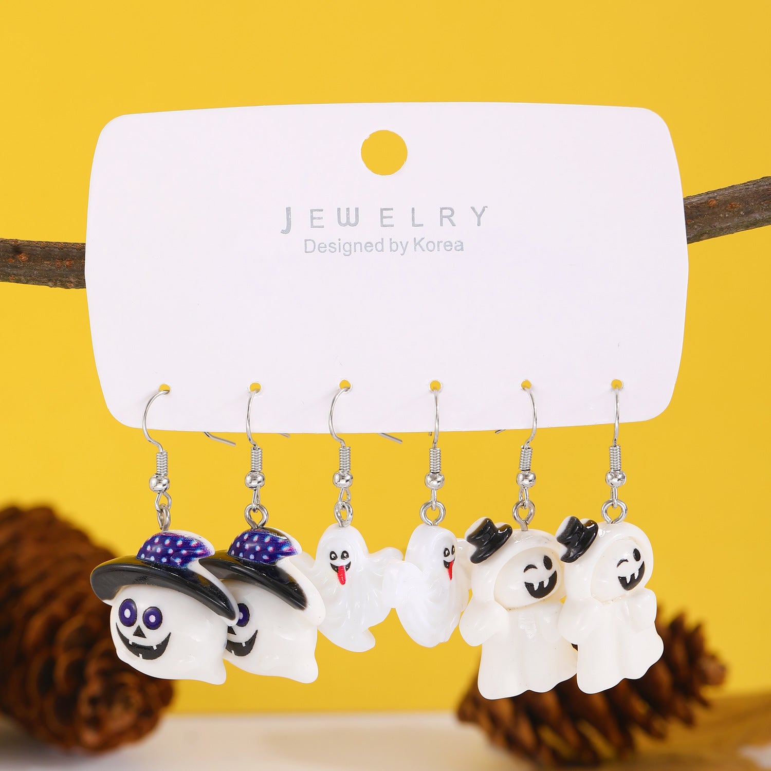 Wholesale  Pumpkin Ghost Earrings,  Resin Drop Earrings for Party,  Fashion Jewelry Accessory