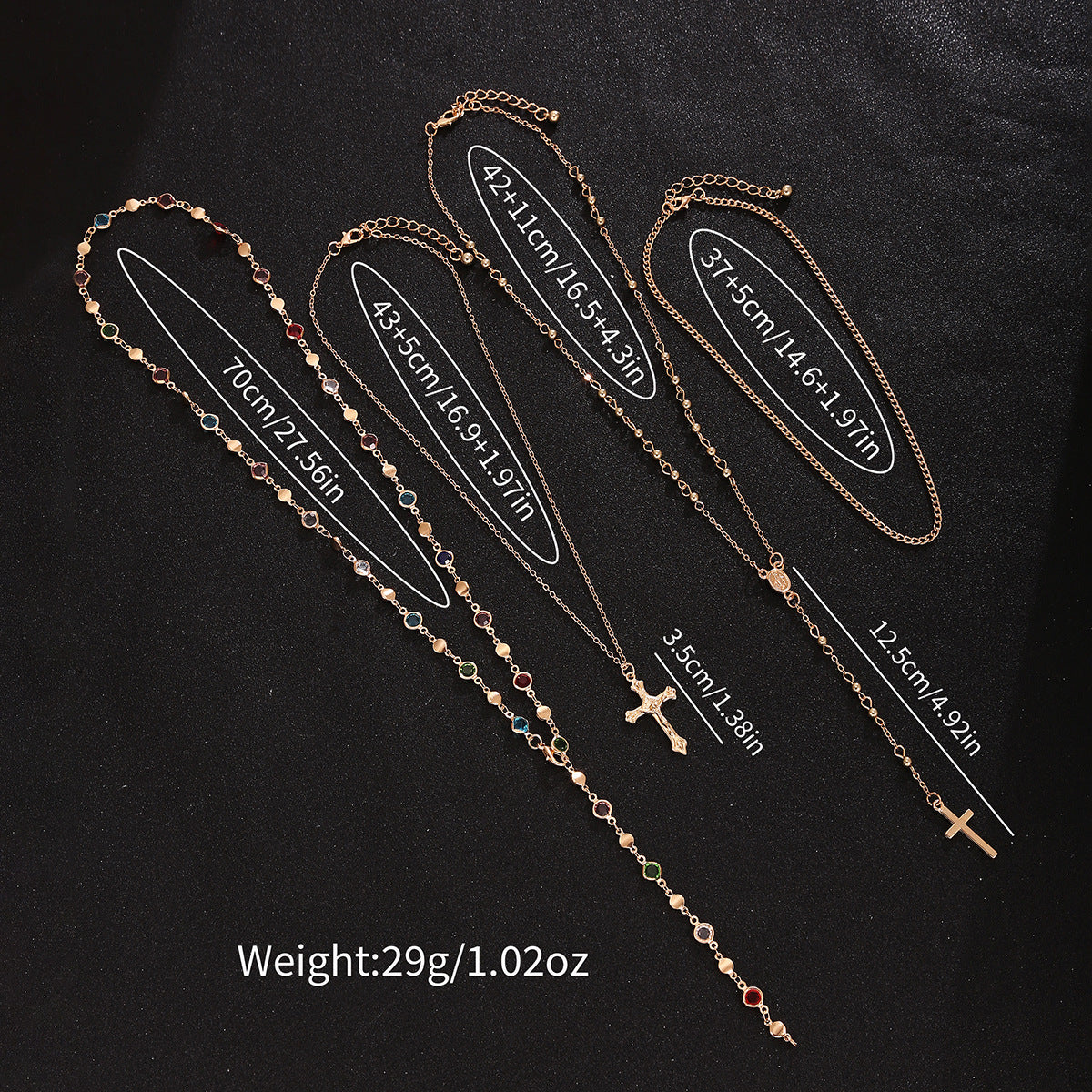 Wholesale Alloy Cross Pendant Tassel Necklace 4 Piece Set For Women Trendy Everyday Jewelry Gift