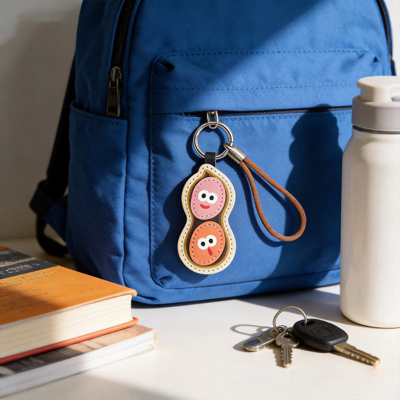 Wholesale PU Leather Peanut Sunflower Seed Keychain Cute Nut Shape Bag Charm Unisex Gift