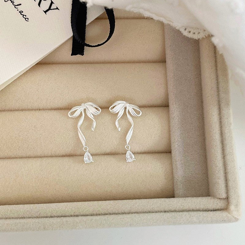 Wholesale  Retro Ribbon  Bow Three-color Earrings