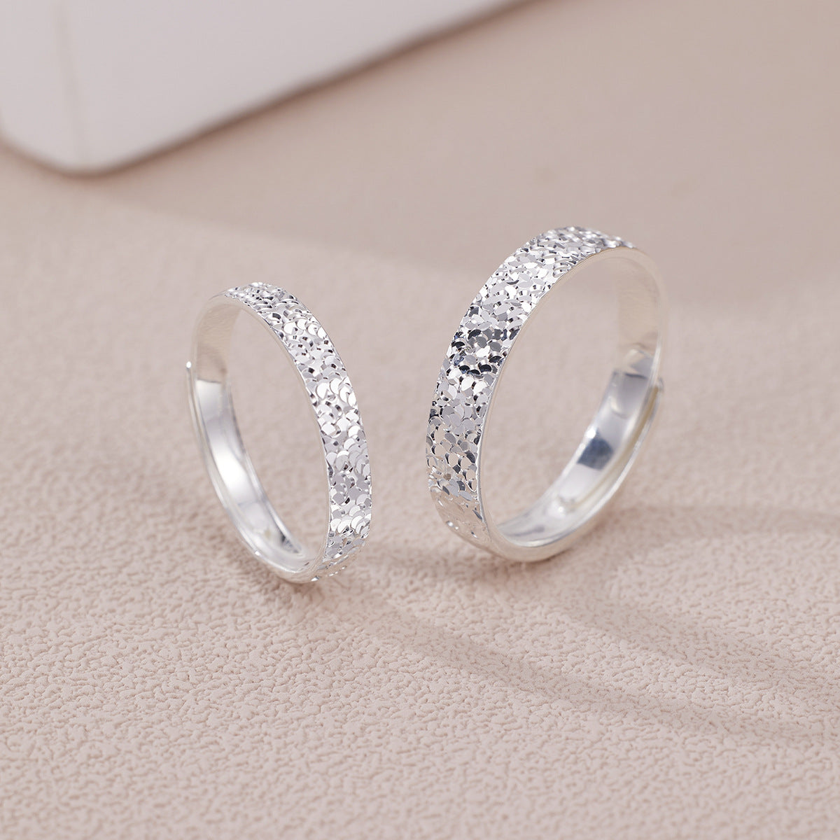 Wholesale Crushed Ice Hammered Silver Ring Adjustable Unisex Couple Jewelry Fashion Accessory Gift For Boutique Resale