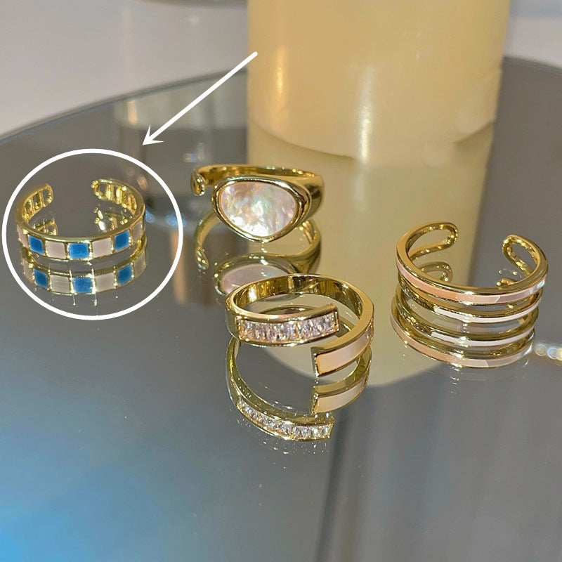 Wholesale Double Layer Love Zircon Open Ring Adjustable Ring ACC-RS-YaoFeng008