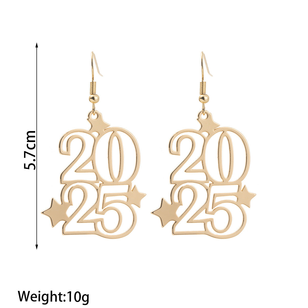 Wholesale  Hollow Star 2025 Pendant Alloy Earrings