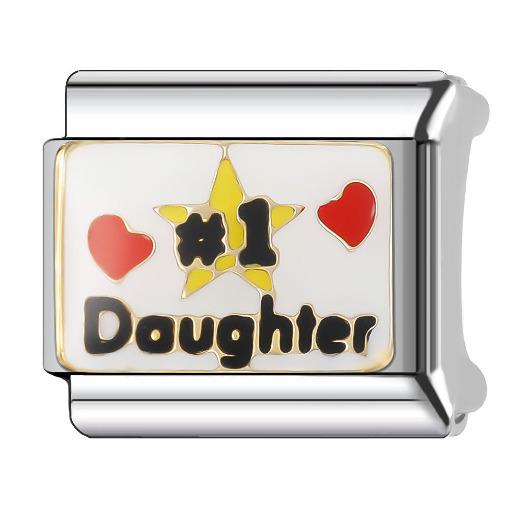 Wholesale Italian Charm Bracelet 9mm DIY Splicing English Series Stainless Steel Composable Bracelet