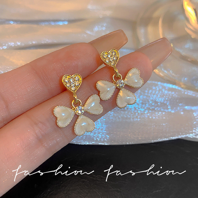 Wholesale  Love Flower Stud Earrings Women's 925 Silver Needle Long Tassel Earrings