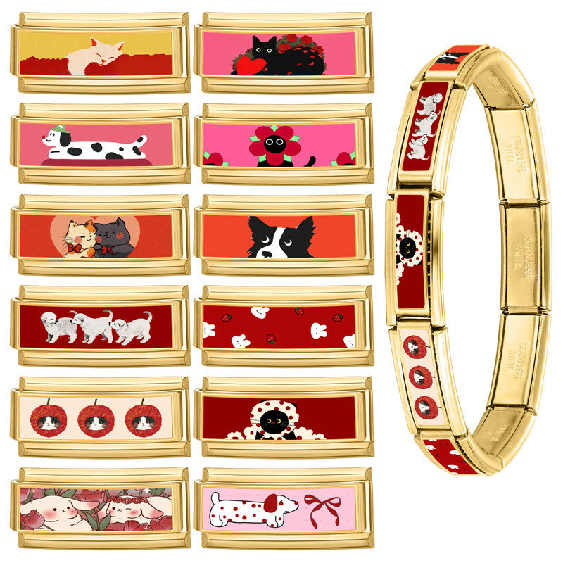 Wholesale 9mm Italian Charm Starter Bracelets DIY Long Animal Stainless Steel Composable Bracelet
