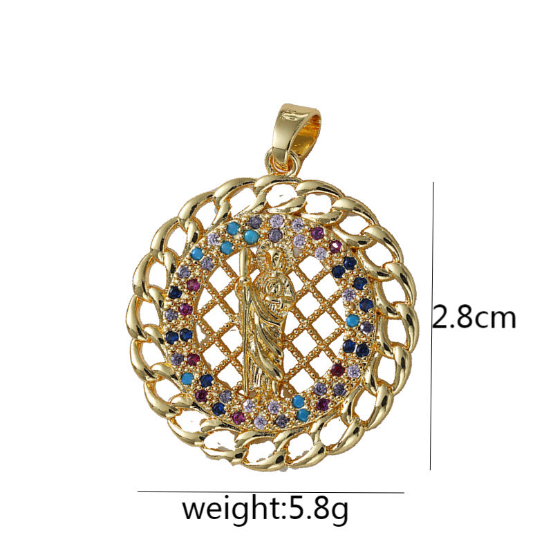 Wholesale Gold Plated Copper Geometric Zircon Pendant Necklace Unisex Fashion Accessory